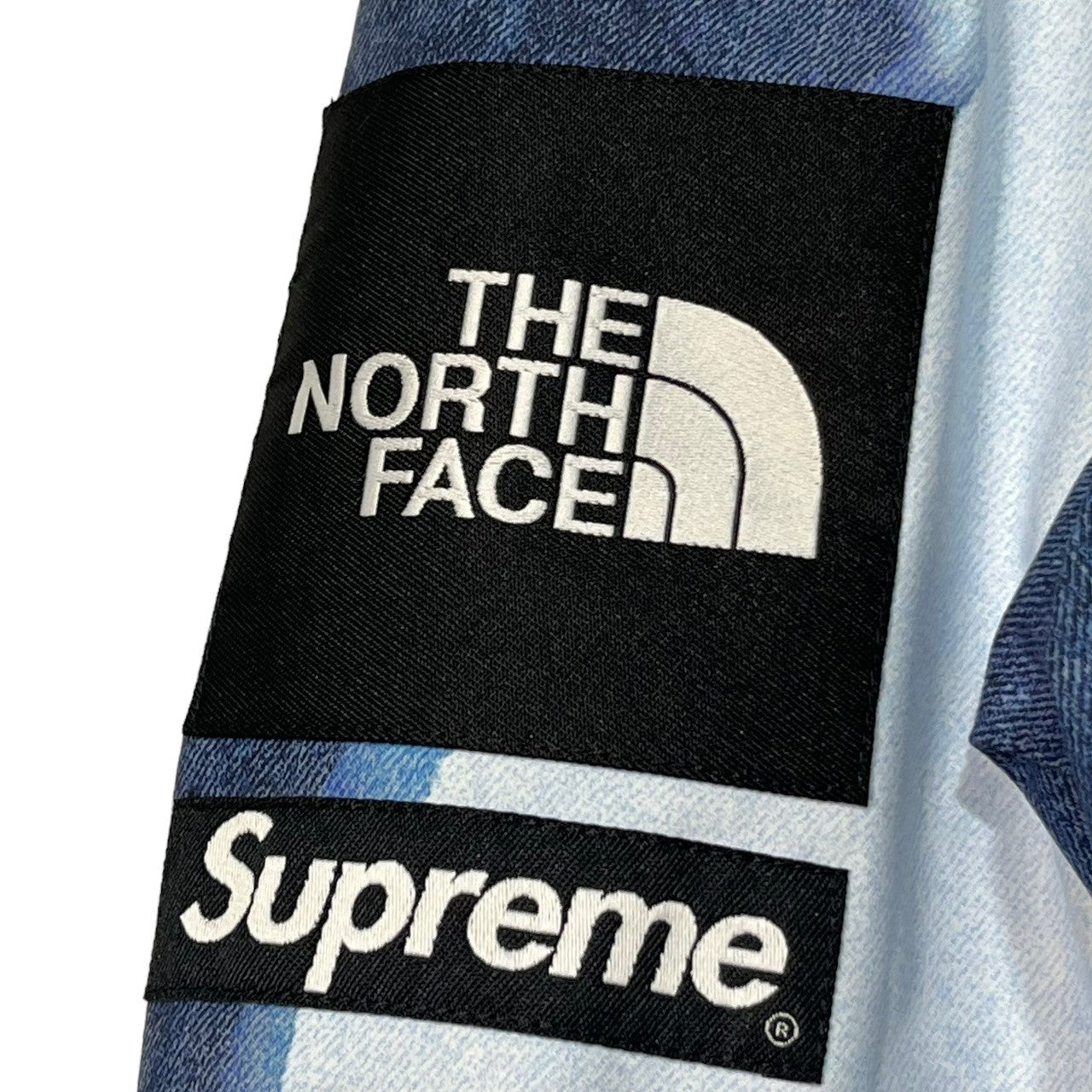 SUPREME×THE NORTH FACE(シュプリーム×ザノースフェイス) 21AW Bleached Denim Print Mountain Jacket ブリーチド デニム マウンテン ジャケット マウンテンパーカー NP52100I XL スカイブルー