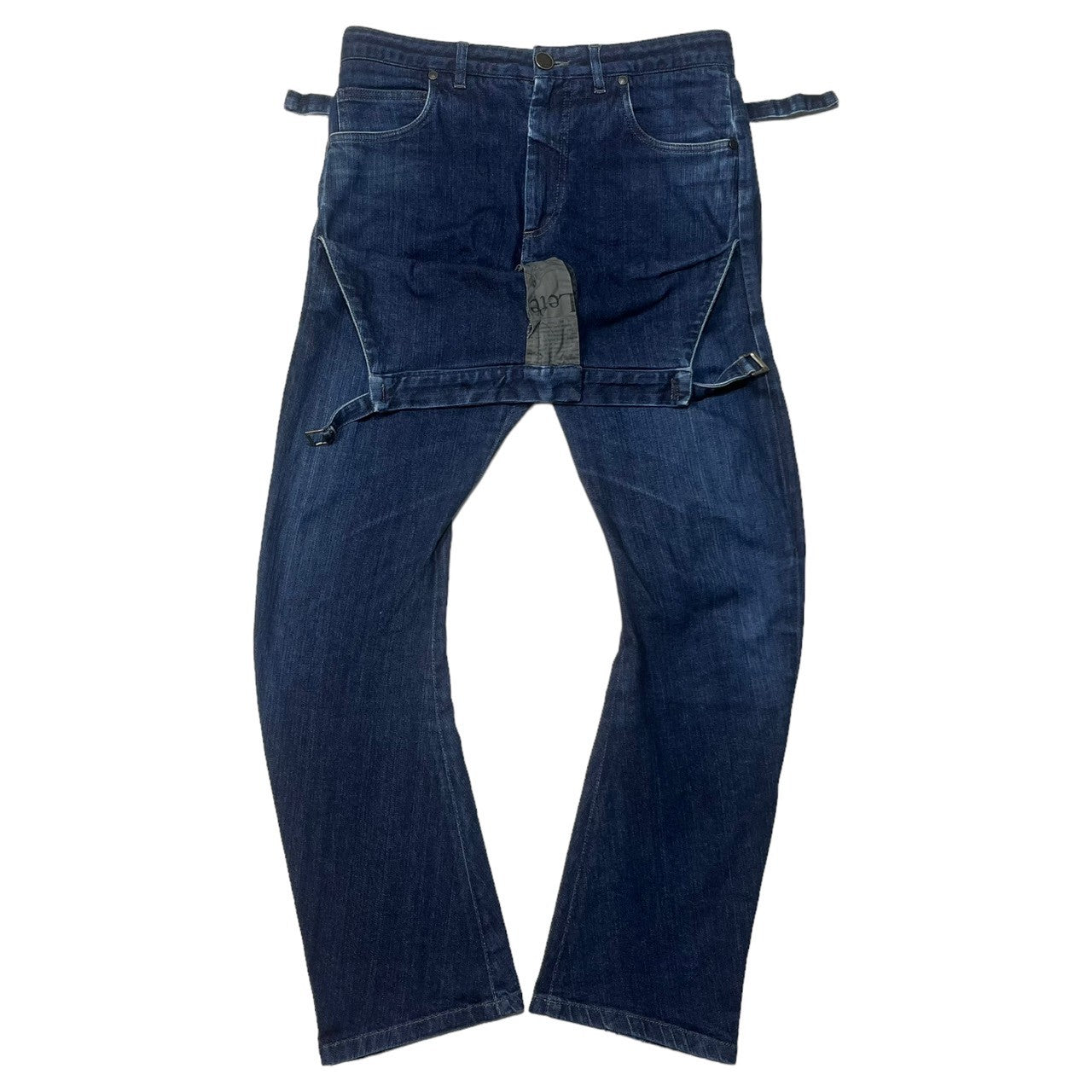 JOHN GALLIANO(ジョンガリアーノ) 00's double waist denim pants ダブル ウエスト バナナ デニム パンツ レイヤード ギミック 46(M程度) インディゴ archive アーカイブ