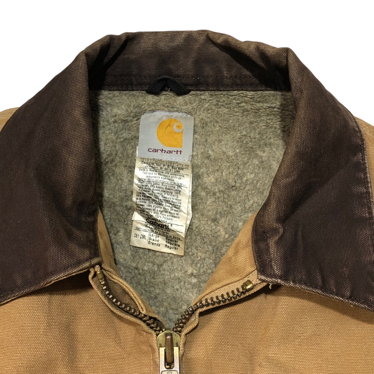 carhartt(カーハート) 90's ワッペンダック地ジャケット/裏ボアワークジャケット/企業物 XL程度 ベージュ 90年代/ヴィンテージ/NOR-CAl