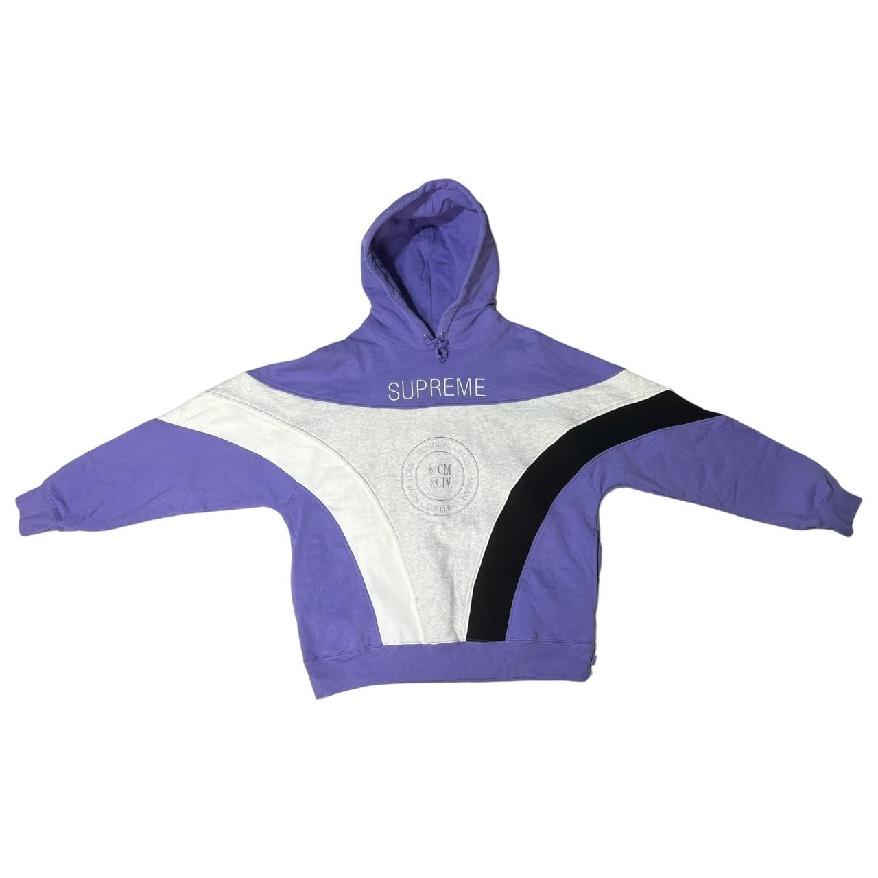 SUPREME(シュプリーム) 20SS Milan Hooded Sweatshirt ロゴ フーディー プルオーバー パーカー M パープル×ライトグレー×ブラック MCM XCIV