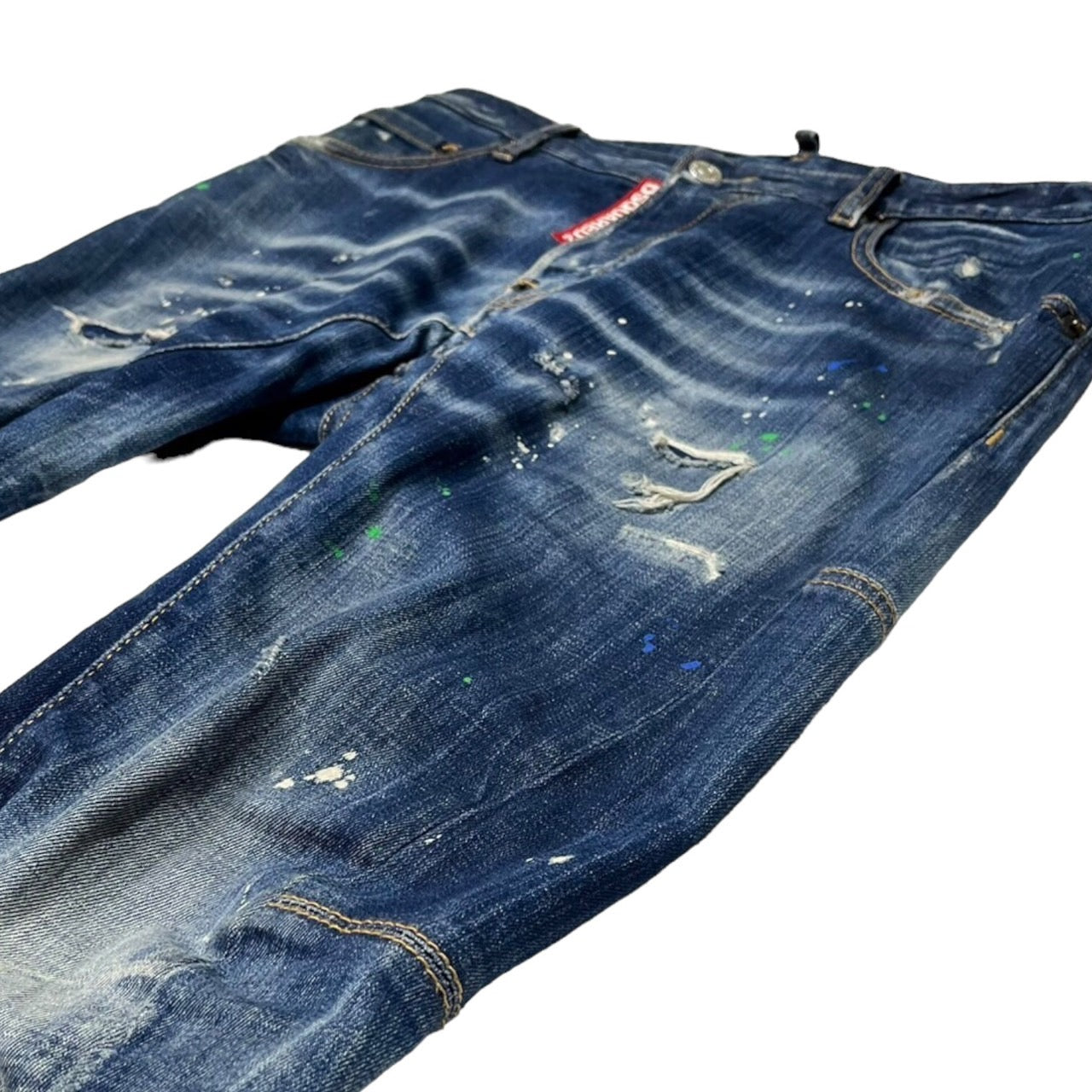 DSQUARED2(ディースクエアード) BIKER/MEDIUM PAINT TIDY/ペンキ加工スキニーデニムパンツ S71LB0636 46(Mサイズ程度) インディゴ