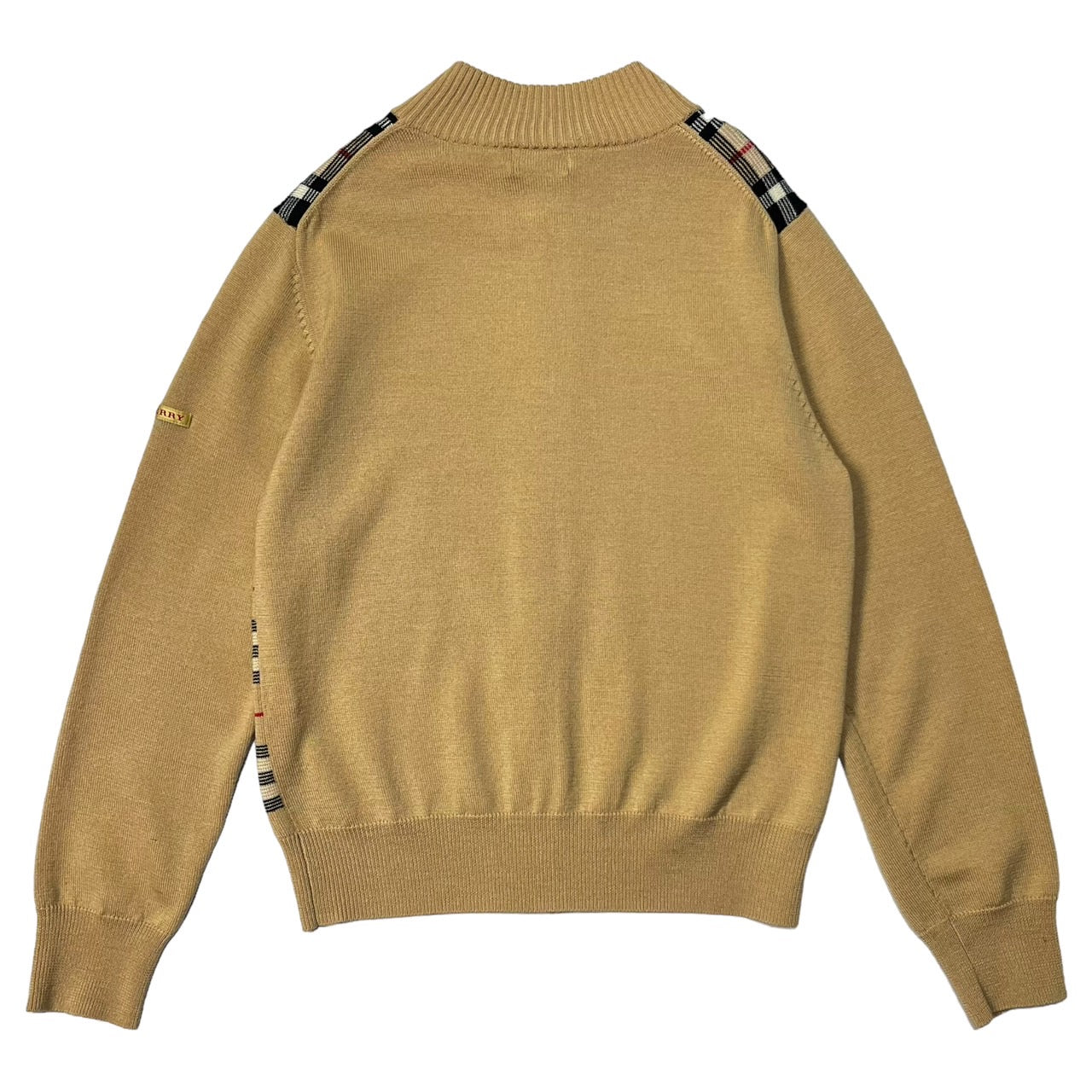 BURBERRY GOLF(バーバリーゴルフ) ノヴァチェックラムウールドライバーズニット/ジップアップ BGT96-761-50 M ベージュ 三陽商会タグ