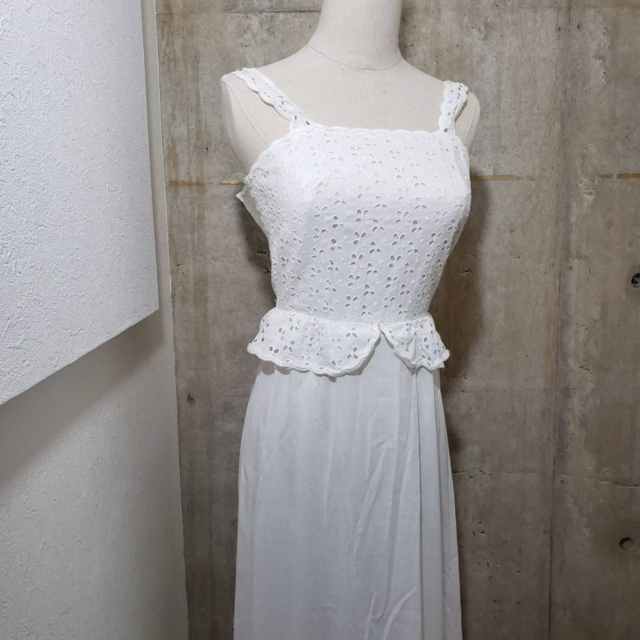 Euro Vintage(ヨーロッパヴィンテージ) Ukabu_リーフレースキャミワンピース 表記なし(Lサイズ程度) ホワイト