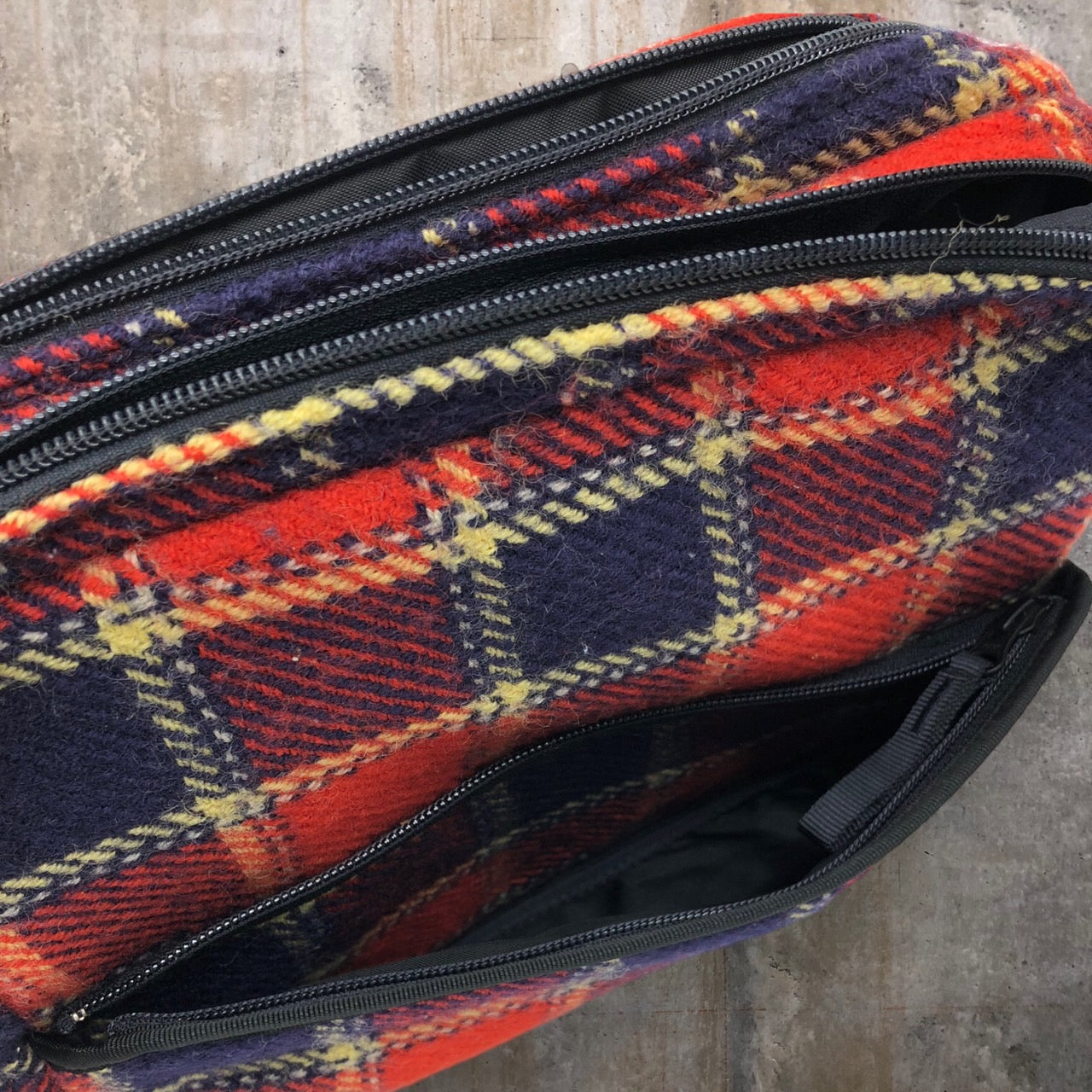 COMME des GARCONS JUNYA WATANABE MAN×PORTER(コムデギャルソンジュンヤワタナベマン×ポーター) 02AW tartan check wool shoulder bag/タータンチェックウールショルダーバッグ/00s/コラボ レッド×ネイビー