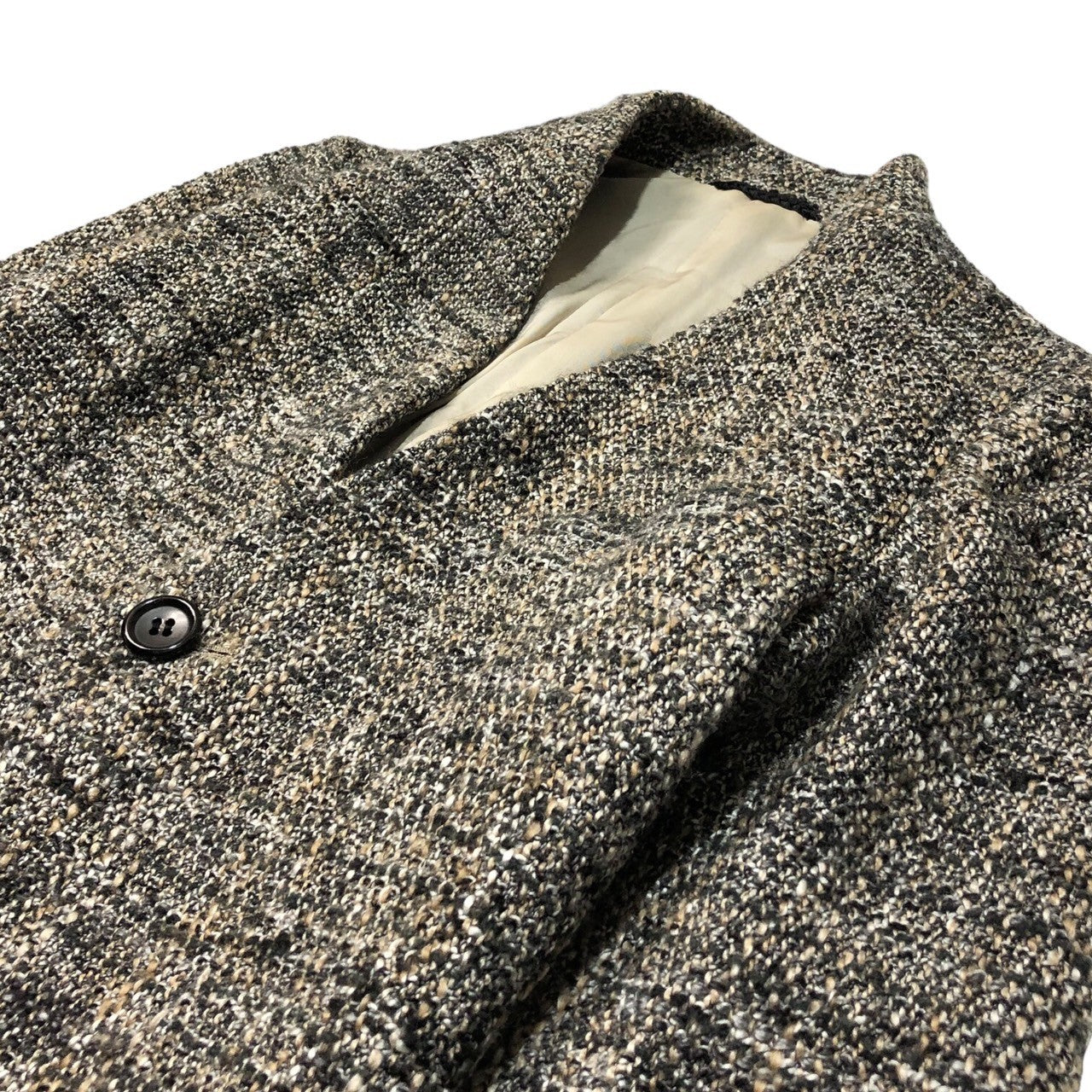 Y's(ワイズ) 01AW ノーカラー ウール ツイード ジャケット YV-J79-141 36(S程度) ブラウン×グリーン×ブラック Bxclusive