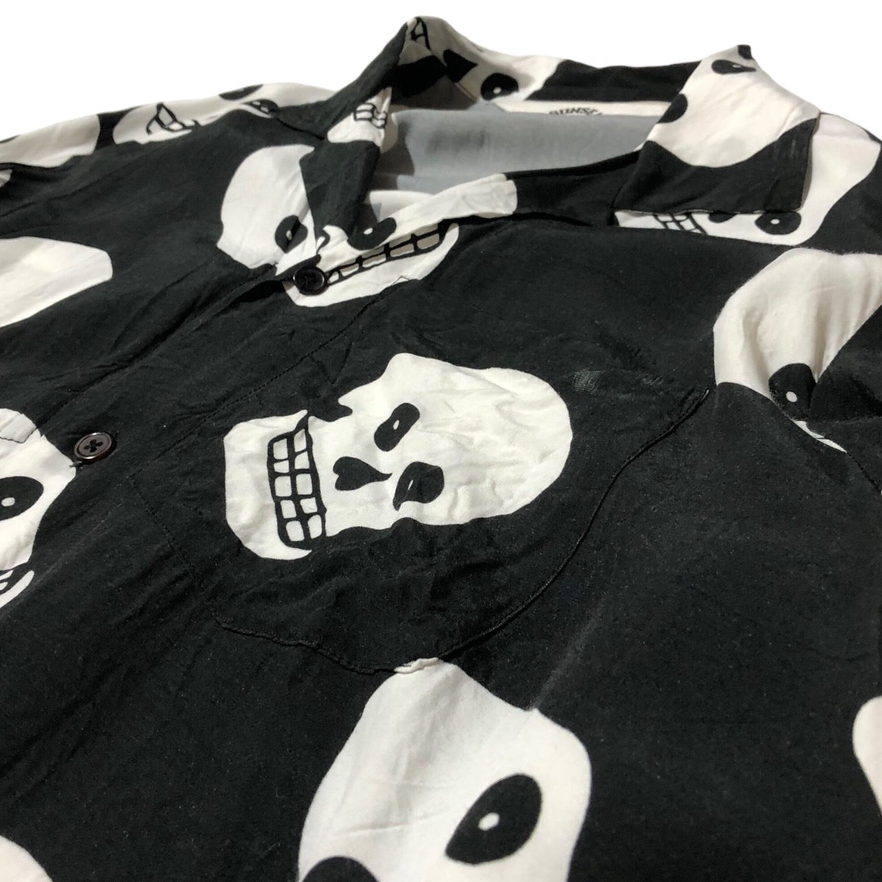 SUNSEA(サンシー) 19SS KEEF'S GIGOLO SHIRT キーフズジゴロシャツ スカル ドクロ 19S13 SIZE 2(M) ブラック×ホワイト 擦れキズ有