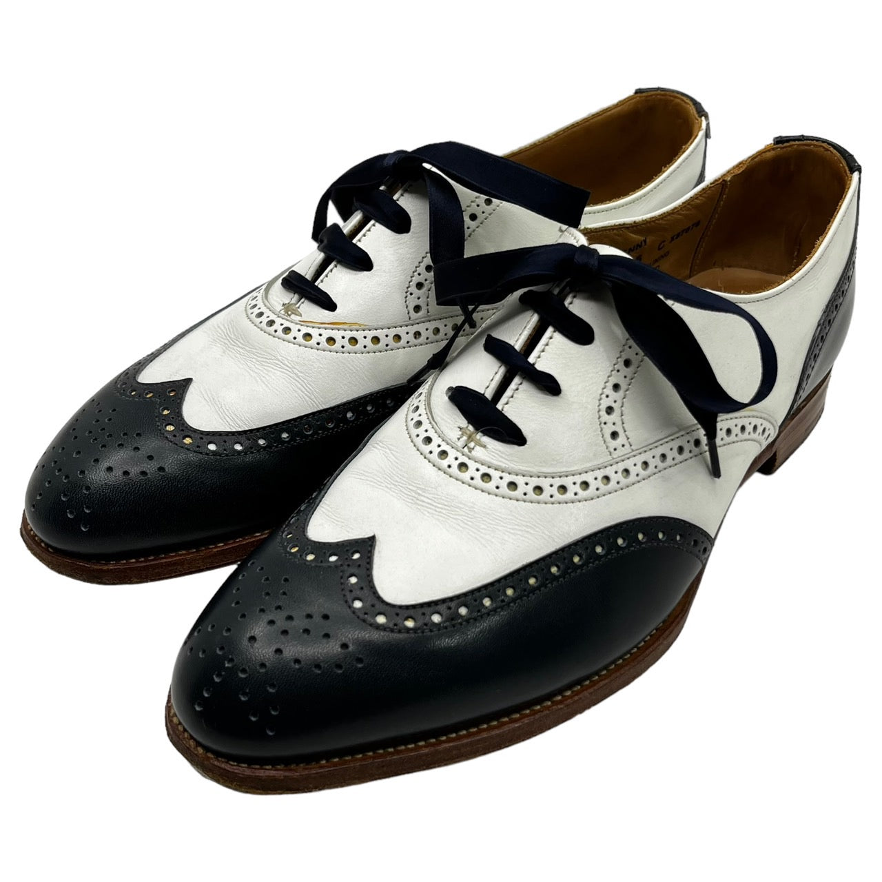 CROCKETT&JONES(クロケット&ジョーンズ) 「JENNY」 bicolor leather shoes バイカラー レザーシューズ 本革 4618・8033・07 SIZE 5C(23.5~24.0cm程度) ホワイト×ネイビー 613LAST 箱付