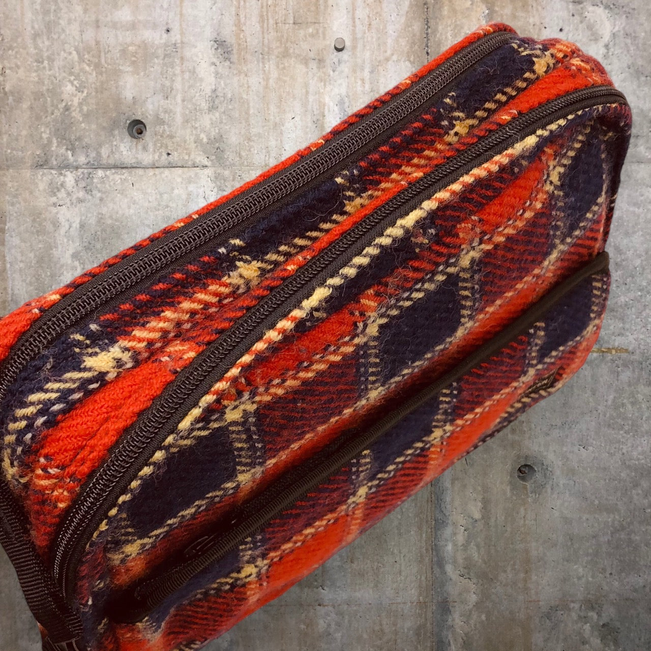 COMME des GARCONS JUNYA WATANABE MAN×PORTER(コムデギャルソンジュンヤワタナベマン×ポーター) 02AW tartan check wool shoulder bag/タータンチェックウールショルダーバッグ/00s/コラボ レッド×ネイビー