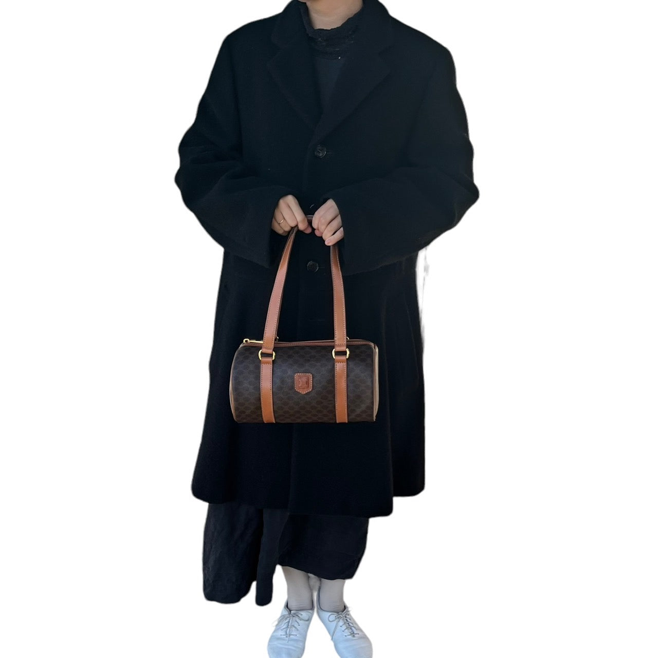 CELINE(セリーヌ) Drum-shaped mini Boston bag/ドラム型ミニボストンバッグ/肩掛け/ワンショルダー/ハンドバッグ M95 ブラウン OLD CELINE