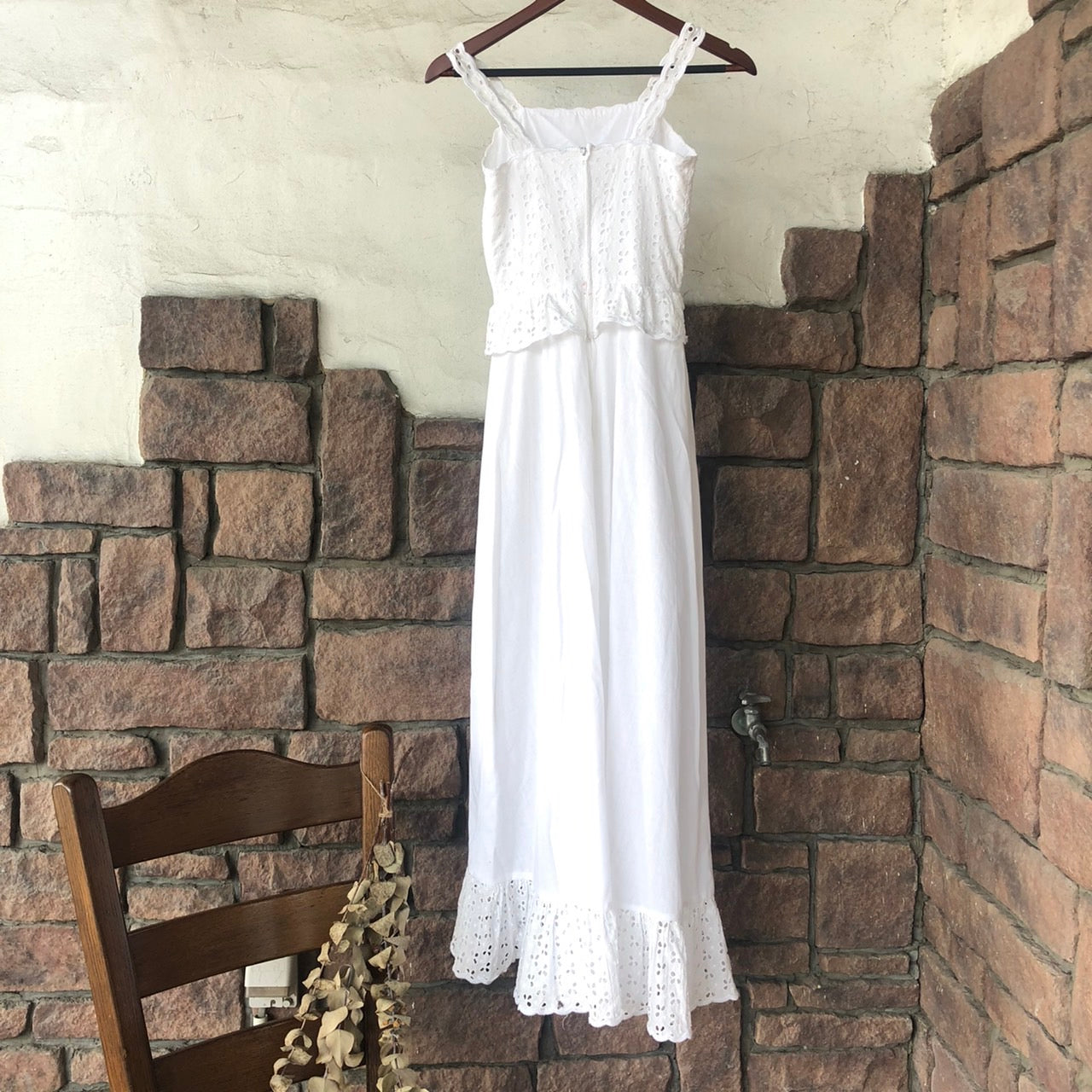 Euro Vintage(ヨーロッパヴィンテージ) Ukabu_リーフレースキャミワンピース 表記なし(Lサイズ程度) ホワイト