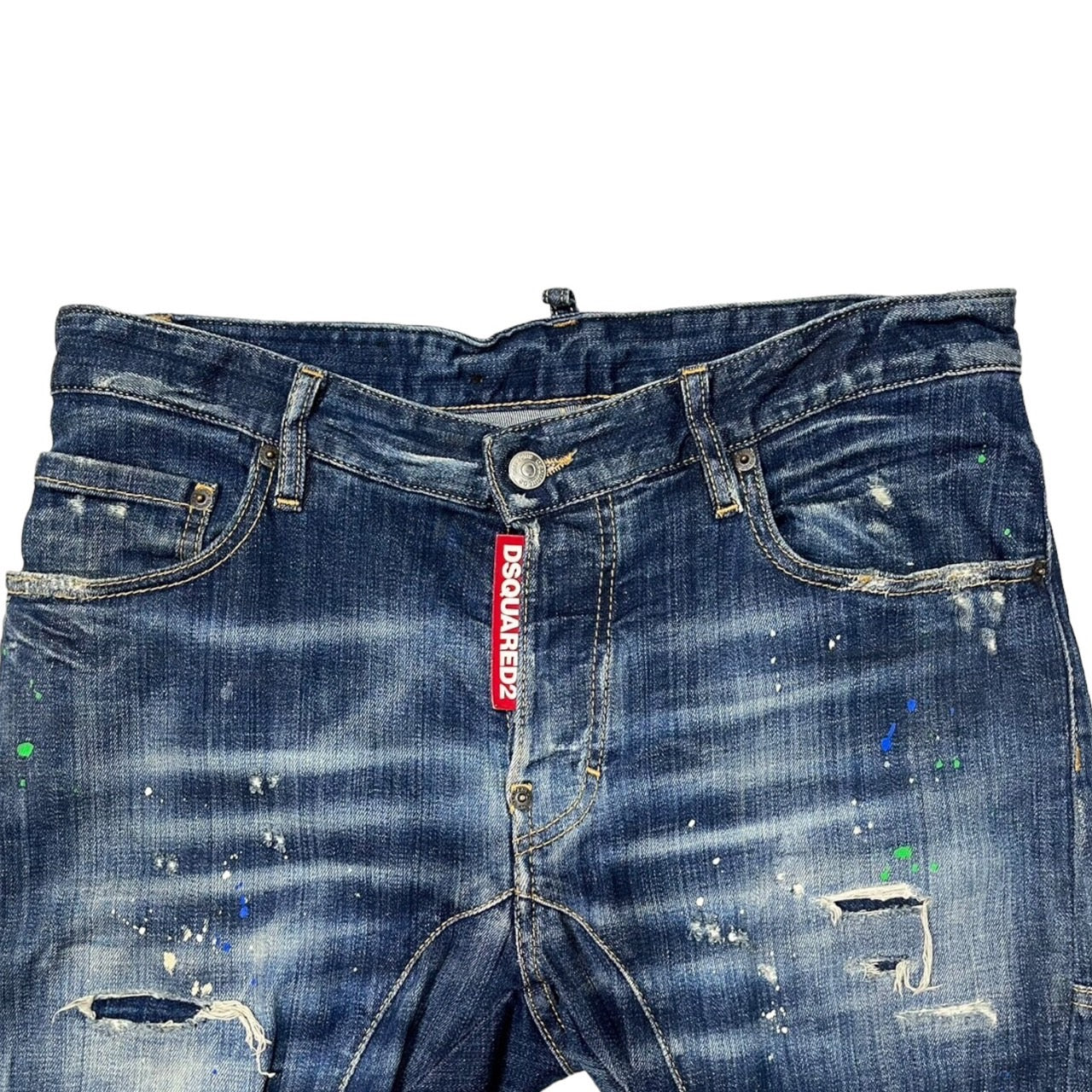 DSQUARED2(ディースクエアード) BIKER/MEDIUM PAINT TIDY/ペンキ加工スキニーデニムパンツ S71LB0636 46(Mサイズ程度) インディゴ