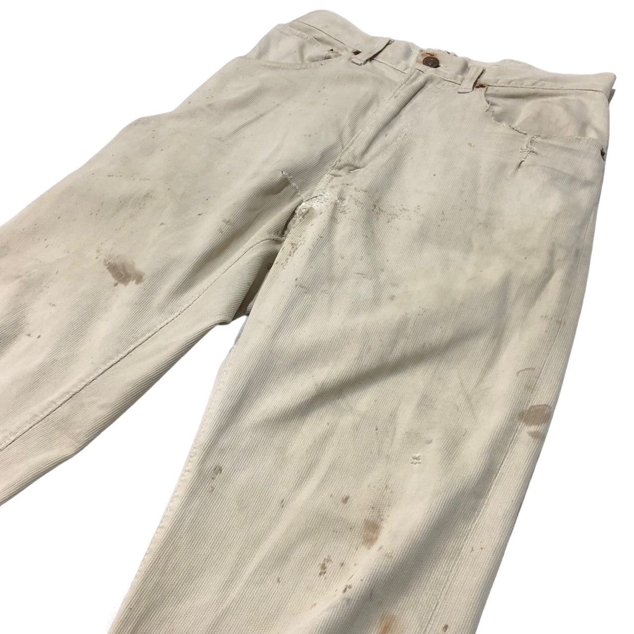 Levi's(リーバイス) 60's コットンパンツ/ホワイトデニムパンツ/ピケパンツ 表記無し(W29程度) ホワイト TALONジップ/裏ボタン無地刻印/シングルステッチ/BIGE/Vステッチ/均等V/60年代