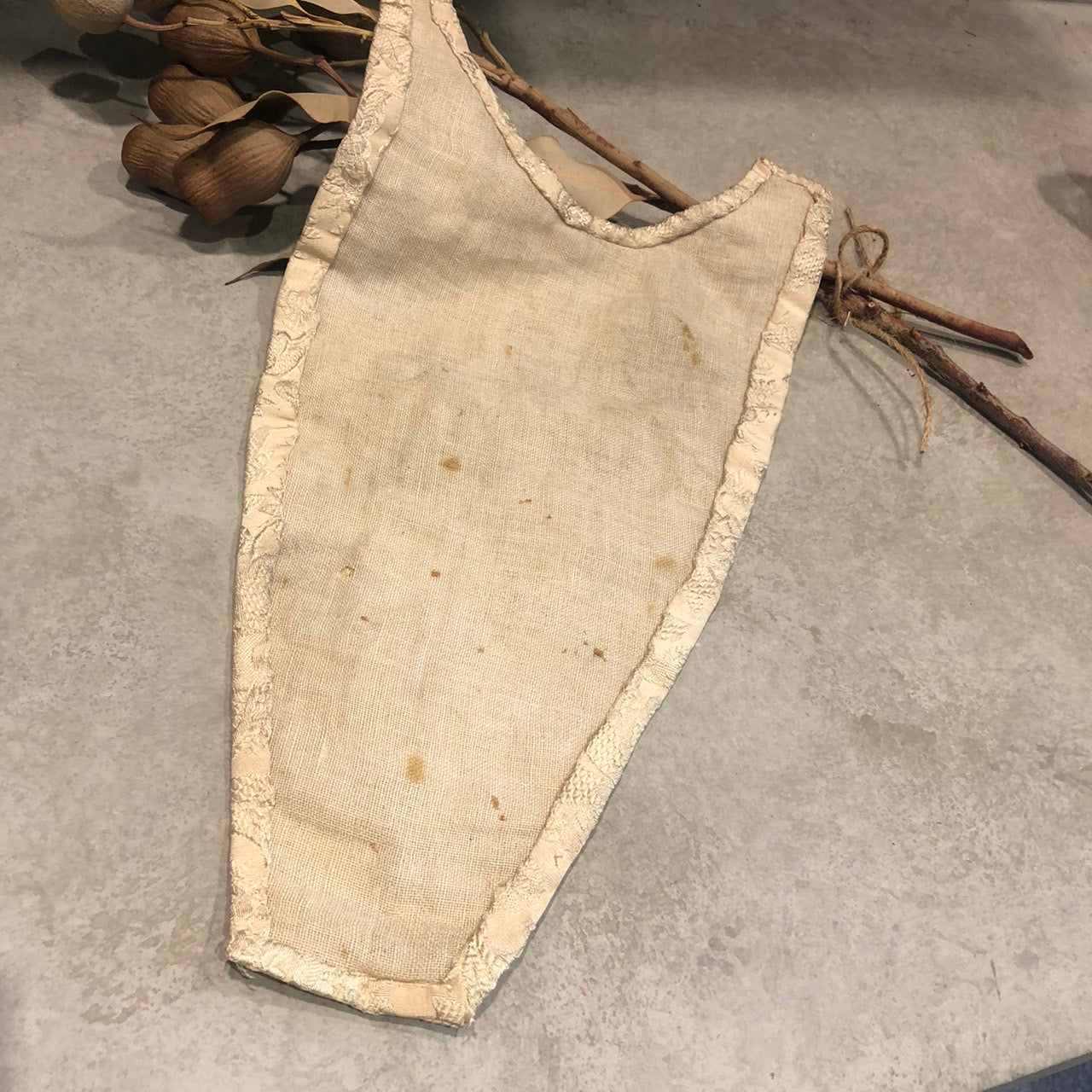 VINTAGE(ヴィンテージ) ビーズ装飾ファブリック アイボリー