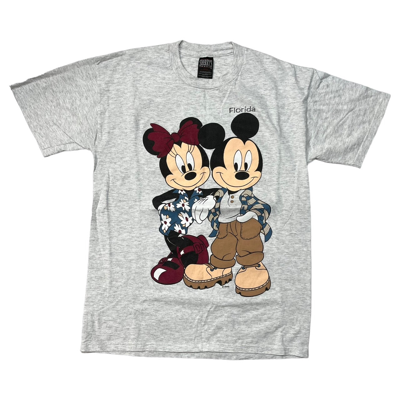 VINTAGE(ヴィンテージ) 90's Disney Mickey & Minnie Florida T-Shirt/90年代/ミッキー/ミニー/ディズニー/Tシャツ SIZE M グレー SHERRY'S BESTボディ