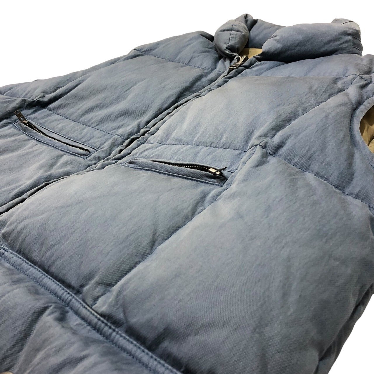 SUNSEA(サンシー) reversible down vest リバーシブル ダウンベスト SIZE 1(S) アッシュブルー 色あせ有(元々USED加工の商品です)