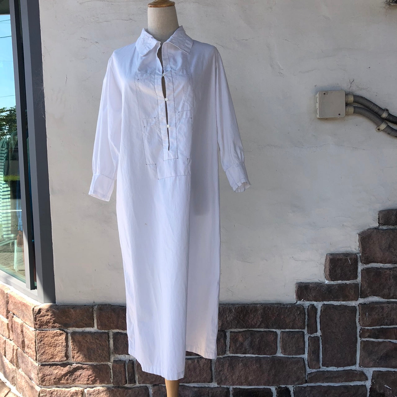 Euro Vintage(ヨーロッパヴィンテージ) Doko_フレンチコットンシャツロングワンピース 表記なし(Мサイズ程度) ホワイト