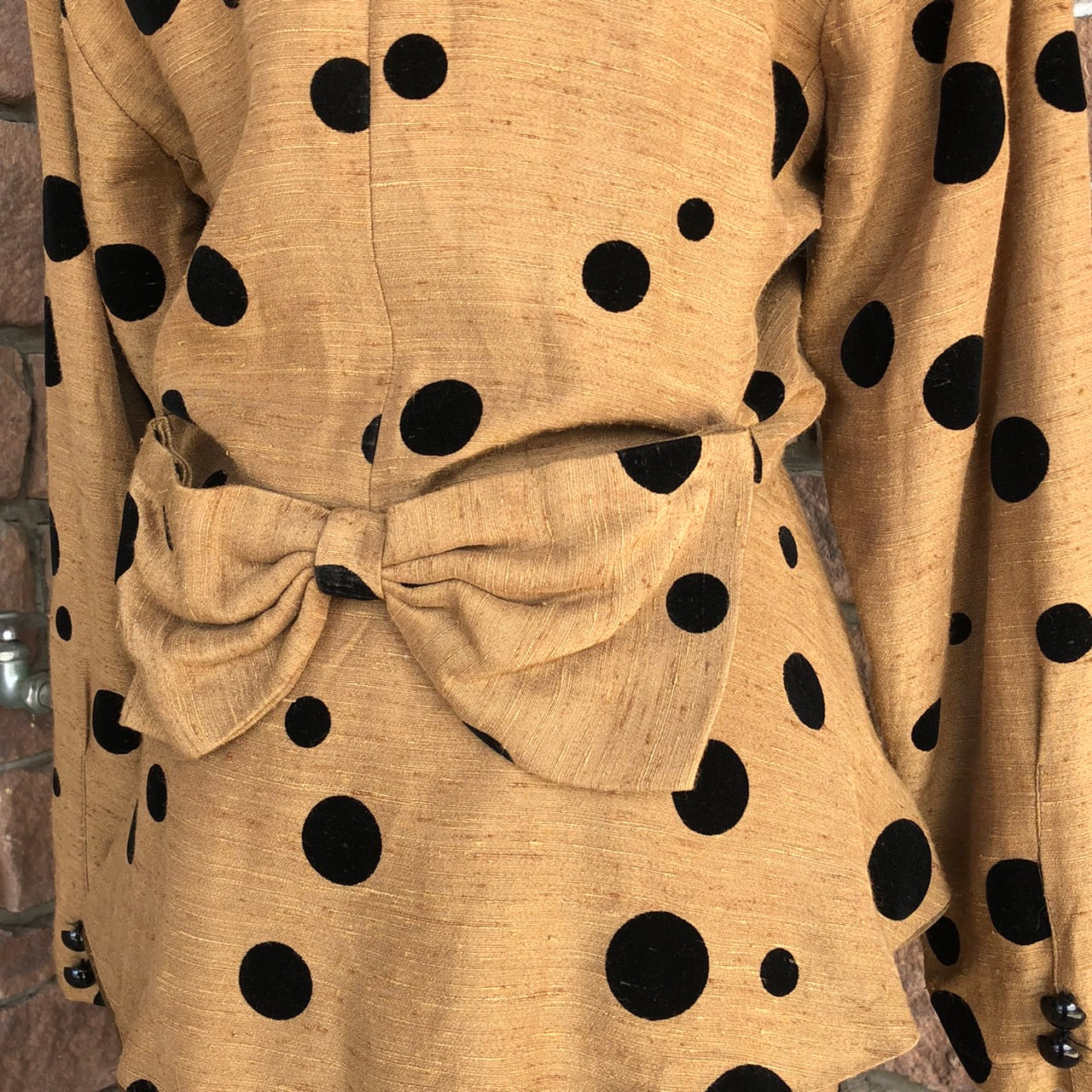 Euro Vintage(ヨーロッパヴィンテージ) Mame_ドットなセットアップジャケット 1(Sサイズ程度) ブラウン