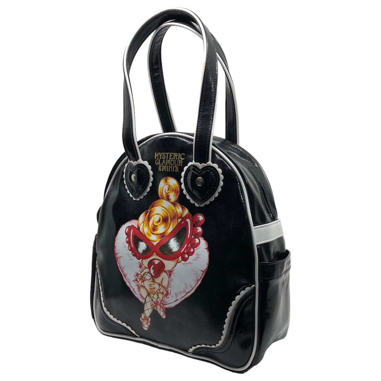 Hysteric Mini(ヒステリック ミニ) 00's "baby"エナメルハンドバッグ/Y2K/肩掛け/ロゴ ブラック ミニヒス HYSTERIC GLAMOUR(ヒステリックグラマー)