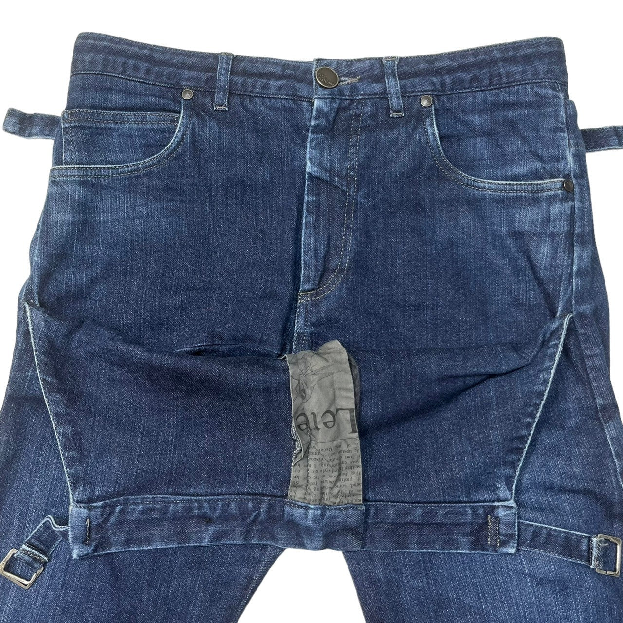JOHN GALLIANO(ジョンガリアーノ) 00's double waist denim pants ダブル ウエスト バナナ デニム パンツ レイヤード ギミック 46(M程度) インディゴ archive アーカイブ