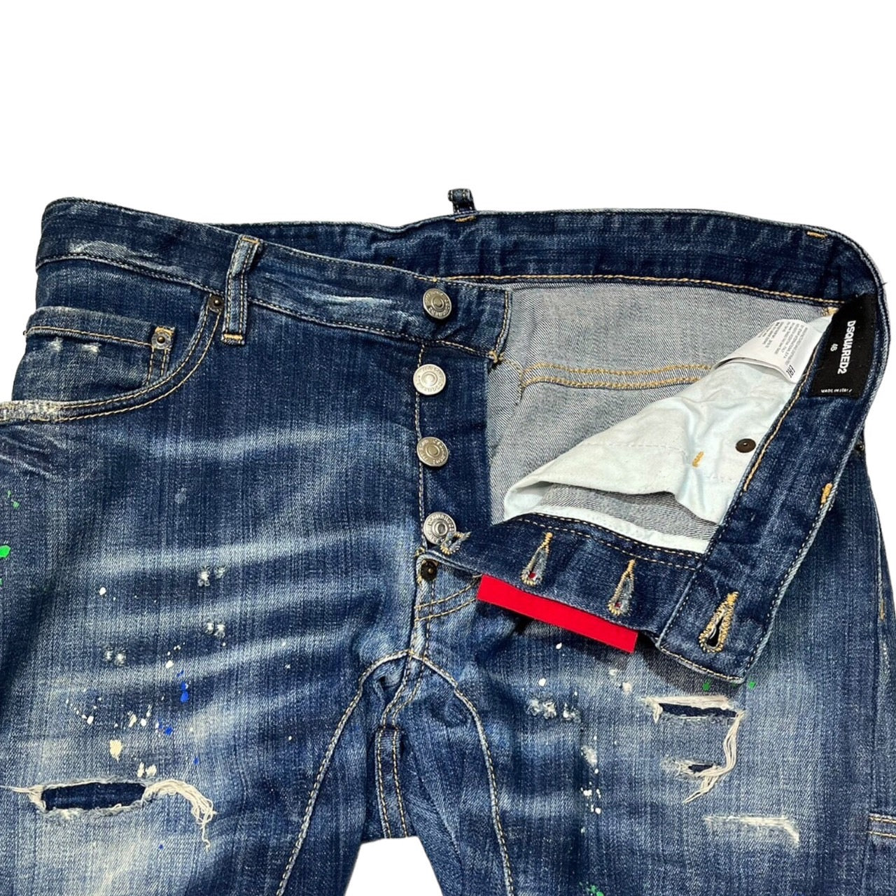 DSQUARED2(ディースクエアード) BIKER/MEDIUM PAINT TIDY/ペンキ加工スキニーデニムパンツ S71LB0636 46(Mサイズ程度) インディゴ