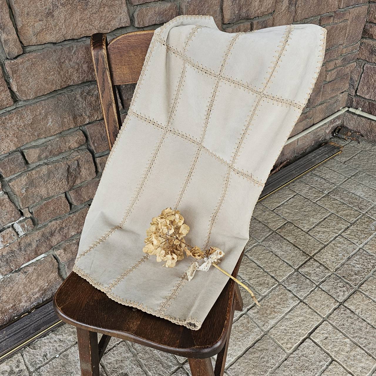 VINTAGE(ヴィンテージ) 刺繍レザーフレアスカート FREE ベージュ