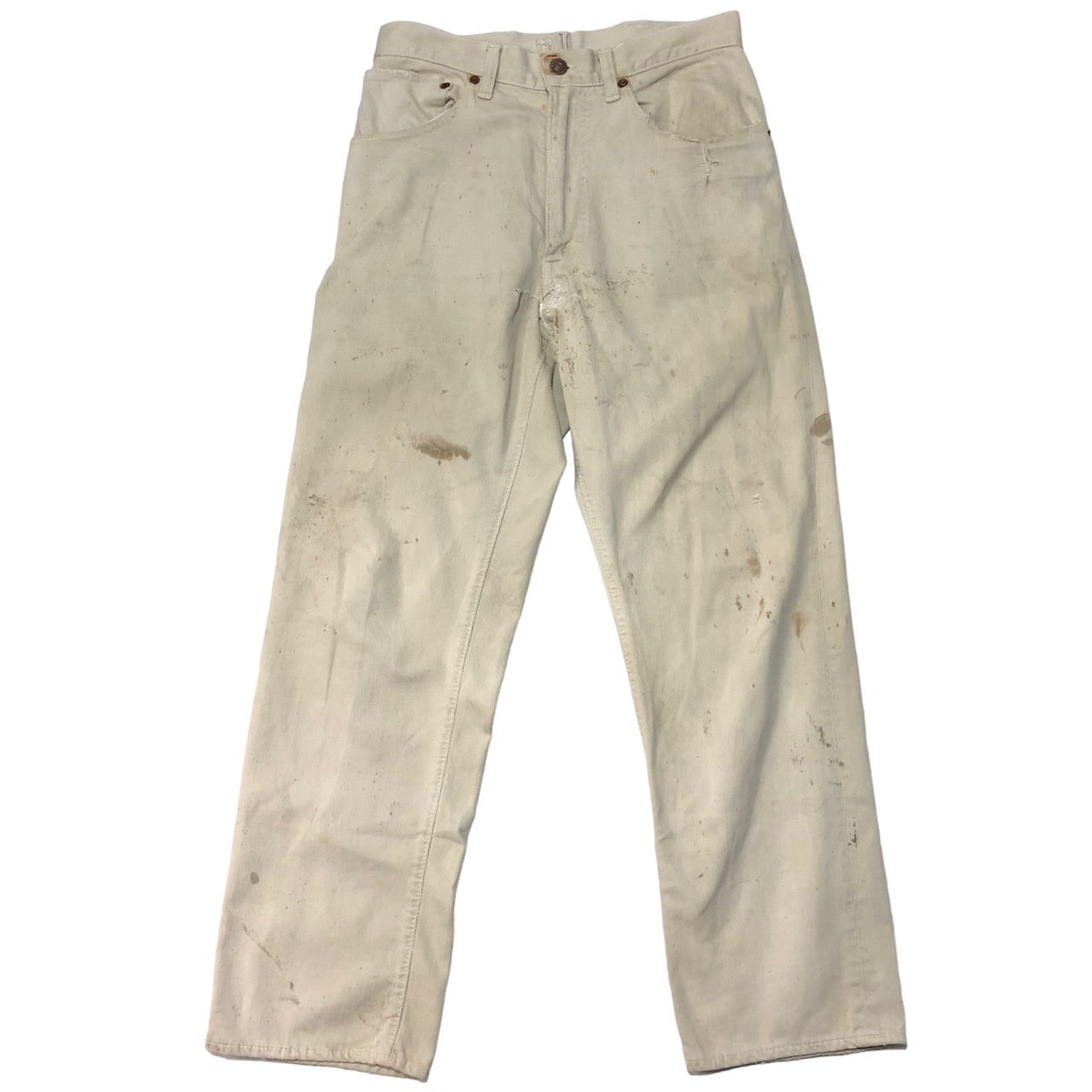 Levi's(リーバイス) 60's コットンパンツ/ホワイトデニムパンツ/ピケパンツ 表記無し(W29程度) ホワイト TALONジップ/裏ボタン無地刻印/シングルステッチ/BIGE/Vステッチ/均等V/60年代