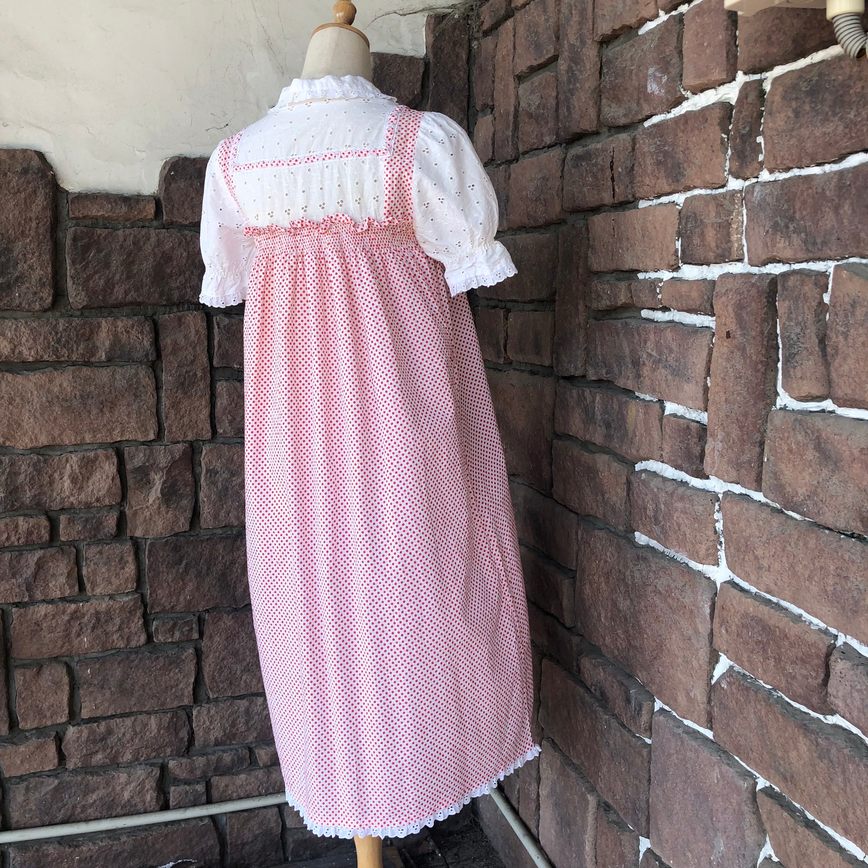 Euro Vintage(ヨーロッパヴィンテージ) Ribon_ドットレースの気分ワンピース 表記なし(Mサイズ程度) レッド