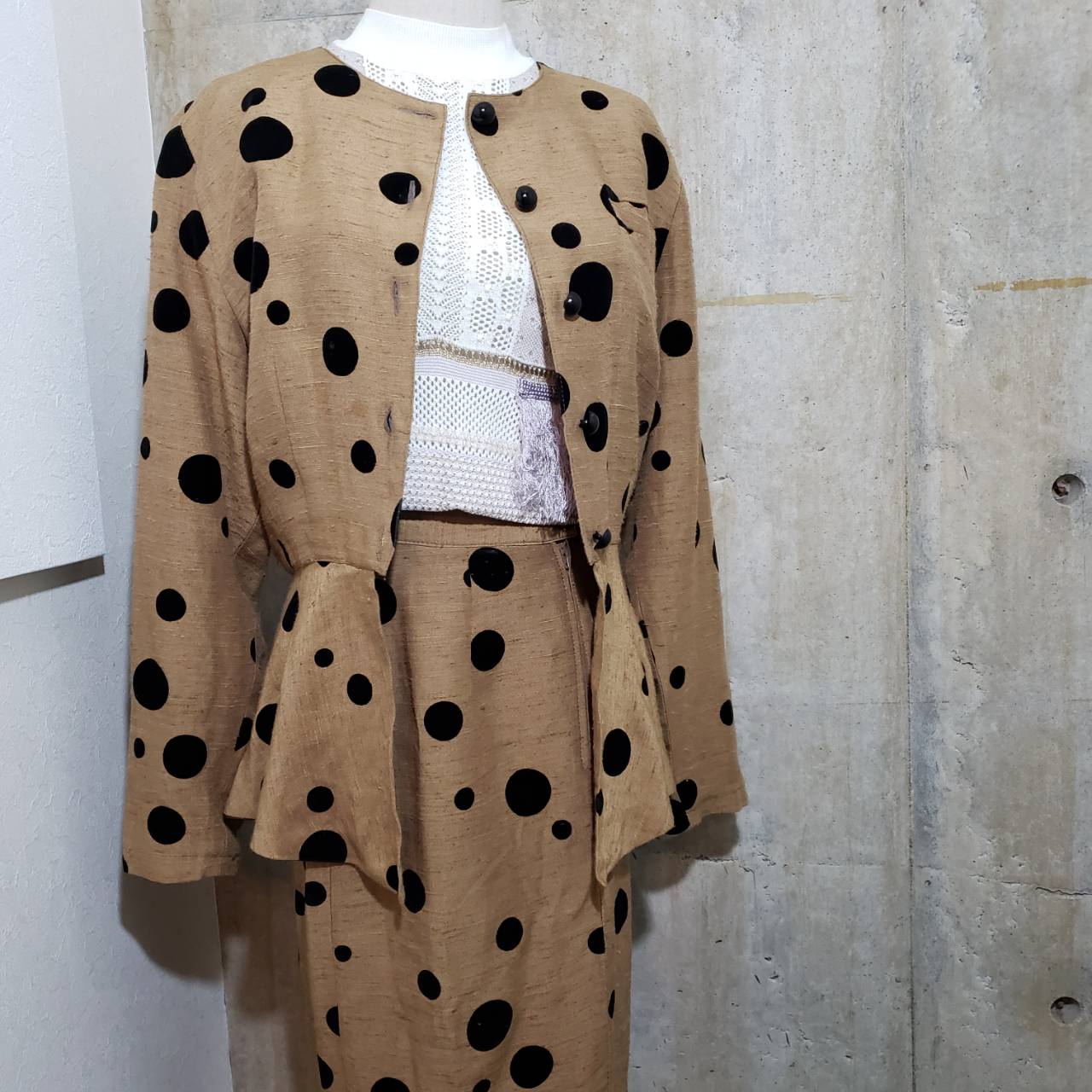 Euro Vintage(ヨーロッパヴィンテージ) Mame_ドットなセットアップジャケット 1(Sサイズ程度) ブラウン