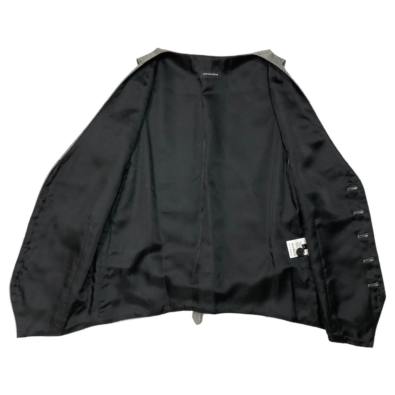 KRIS VAN ASSCHE(クリスヴァンアッシュ) 00's zip design gilet/ジップデザインジレ/ベスト 44(S程度) グレー