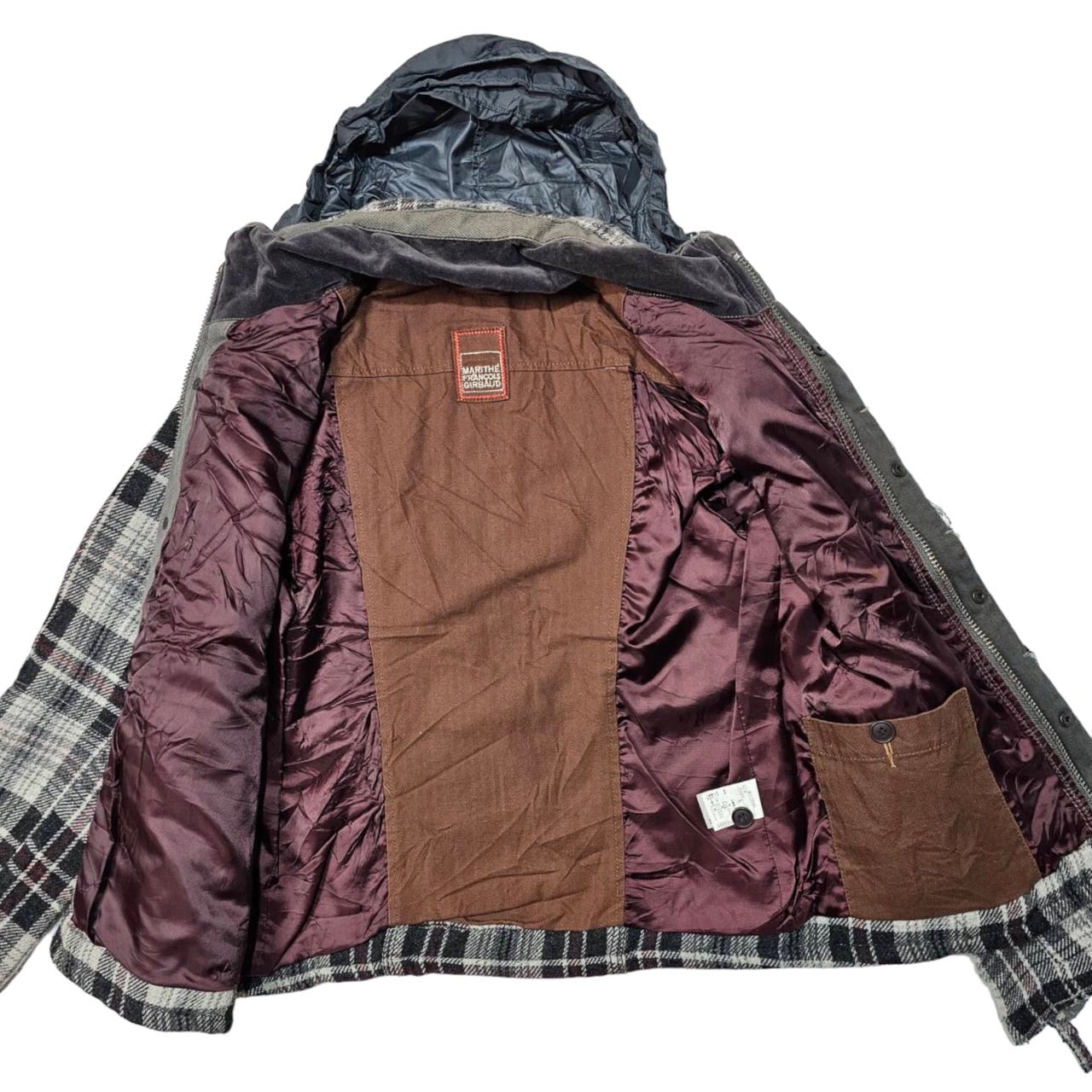 MARITHE FRANCOIS GIRBAUD(マリテフランソワジルボー) 00s Zip design wool check blouson SIZE L グレー×レッド