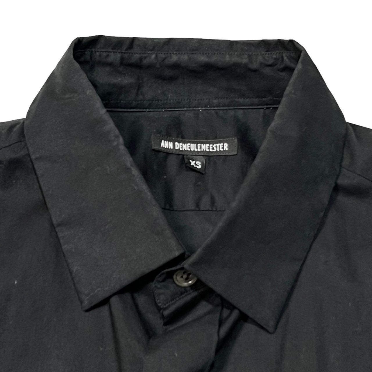 ANN DEMEULEMEESTER(アンドゥムルメステール) Single flower one point print dress shirt 一輪の花 ワンポイント プリント ドレスシャツ SIZE XS ブラック×ホワイト