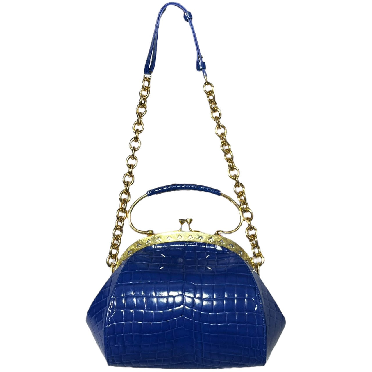 MAISON MARGIELA(メゾンマルジェラ) One-shoulder bag with embossed pouch/がま口型押しワンショルダーバッグバッグ S36WD0153 ブルー×ゴールド