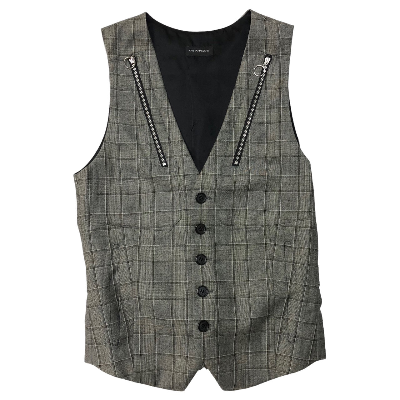 KRIS VAN ASSCHE(クリスヴァンアッシュ) 00's zip design gilet/ジップデザインジレ/ベスト 44(S程度) グレー