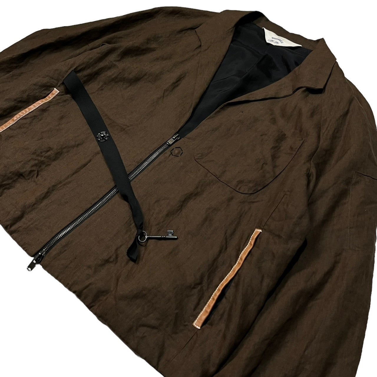 SUNSEA(サンシー) 19SS LINEN BLOUSON リネン ブルゾン ジャケット カーディガン 19S32 SIZE 3(L) ブラウン