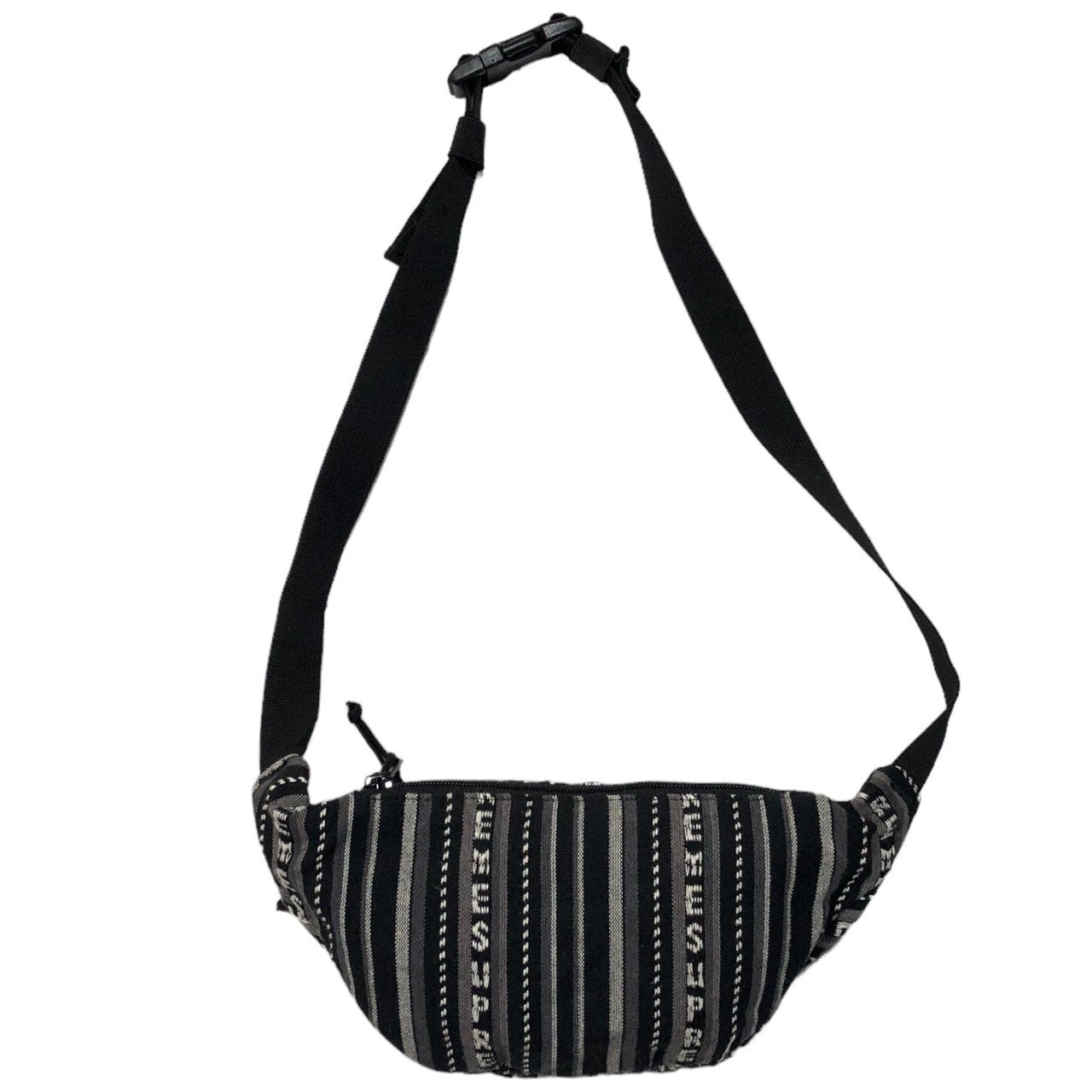 SUPREME(シュプリーム) 20SS Woven Stripe Waist Bag ウーブン ストライプ ウエスト バッグ 柄 ロゴ ボディーバッグ ブラック×グレー