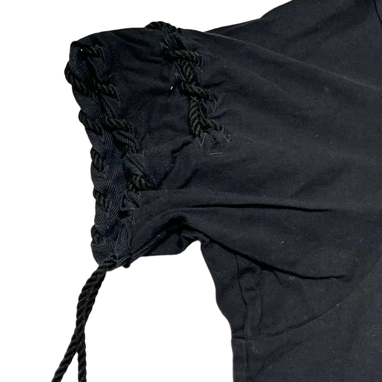 YOHJI YAMAMOTO POUR HOMME(ヨウジヤマモトプールオム) 19SS ヒモ通し丸首半/ Lace-up round neck short sleeve T-shirt HH-T29-083 SIZE 3(L) ブラック