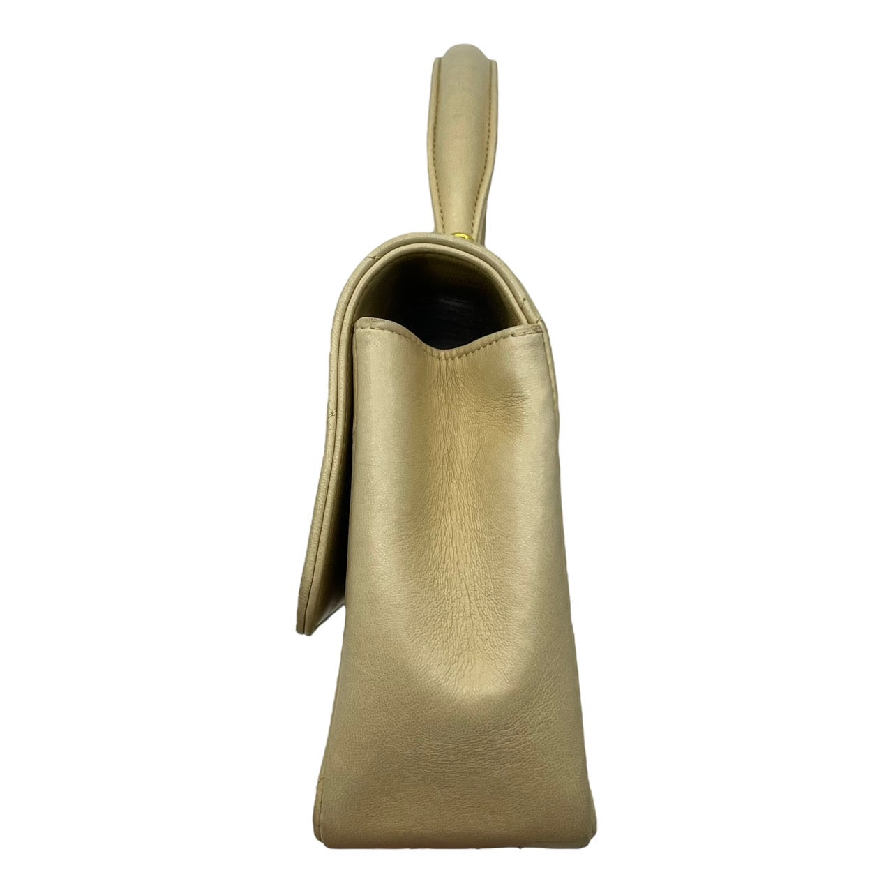 CHANEL(シャネル) Vステッチ ラムスキンハンドバッグ/ココマーク/シェブロン/ヴィンテージ/ヴィンテージシャネル 製造番号:22***** ベージュ/アイボリー 2番台 ゴールド金具 購入先:横浜タカシマヤ