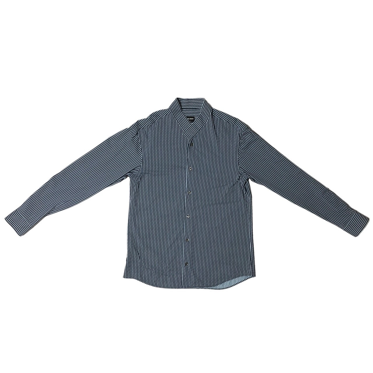 EMPORIO ARMANI(エンポリオアルマーニ) バンドカラー ストライプ シャツ 0WGCCZ44TZ686 SIZE 40(L程度) ネイビー×スカイブルー