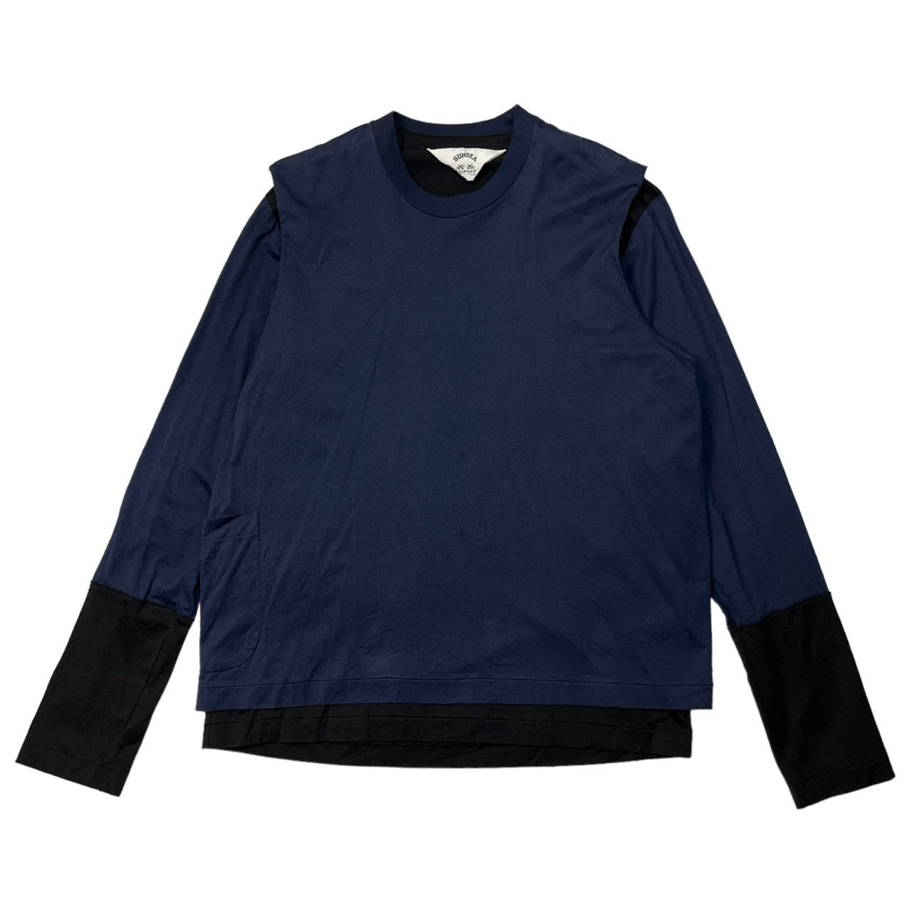 SUNSEA(サンシー) 22SS LAYERED 2TONE LONG-T レイヤード 2トーン ロングT 22S04 SIZE 2(M) ネイビー×ブラック