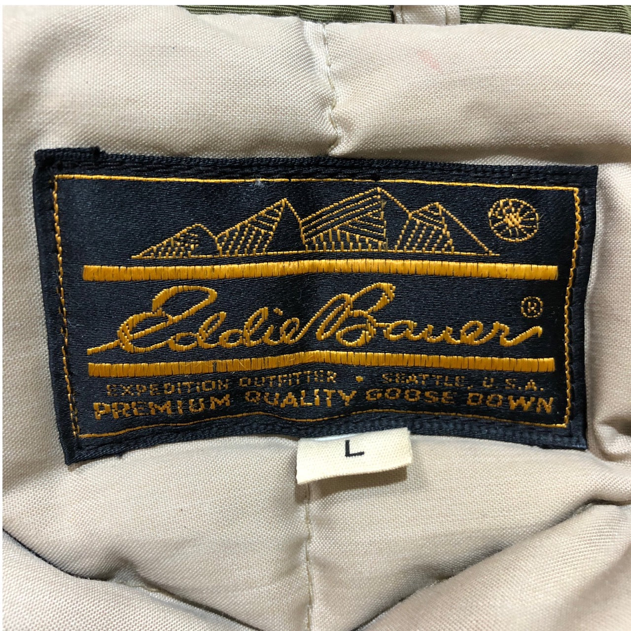 Eddie Bauer(エディーバウアー) 70~80'sミリタリーダウンジャケット カーキ L程度
