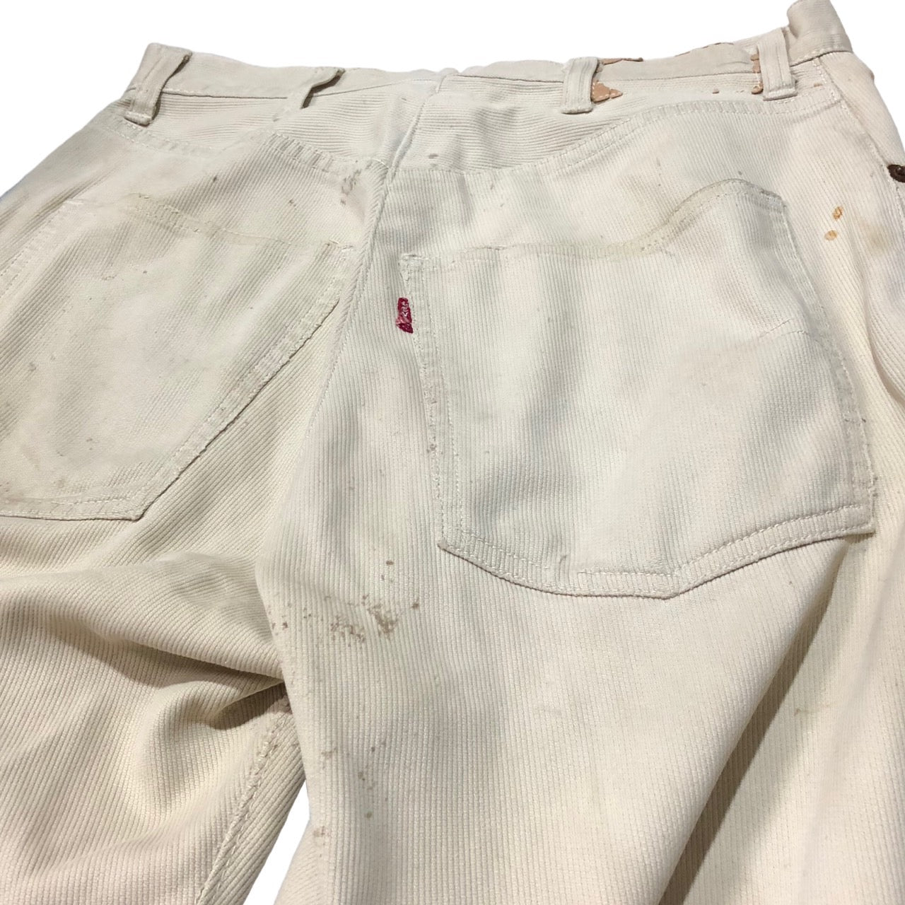 Levi's(リーバイス) 60's コットンパンツ/ホワイトデニムパンツ/ピケパンツ 表記無し(W29程度) ホワイト TALONジップ/裏ボタン無地刻印/シングルステッチ/BIGE/Vステッチ/均等V/60年代