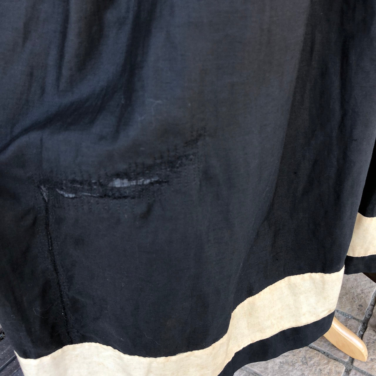 VINTAGE(ヴィンテージ) 1800~1900's切替リネンロングワンピース 表記なし(Lサイズ程度) ブラック Ark Bearer