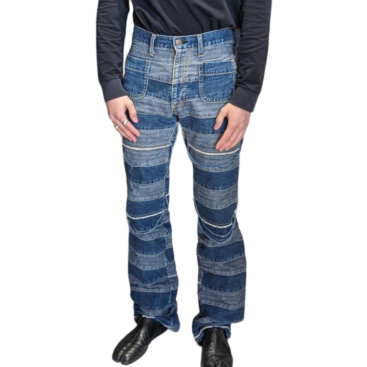 HYSTERIC GLAMOUR(ヒステリックグラマー) 00's Umihebi denim pants ウミヘビ ツギハギ デニム パンツ ジーンズ フレア 2AP-9632 M インディゴ ブルー系 Y2K 名作