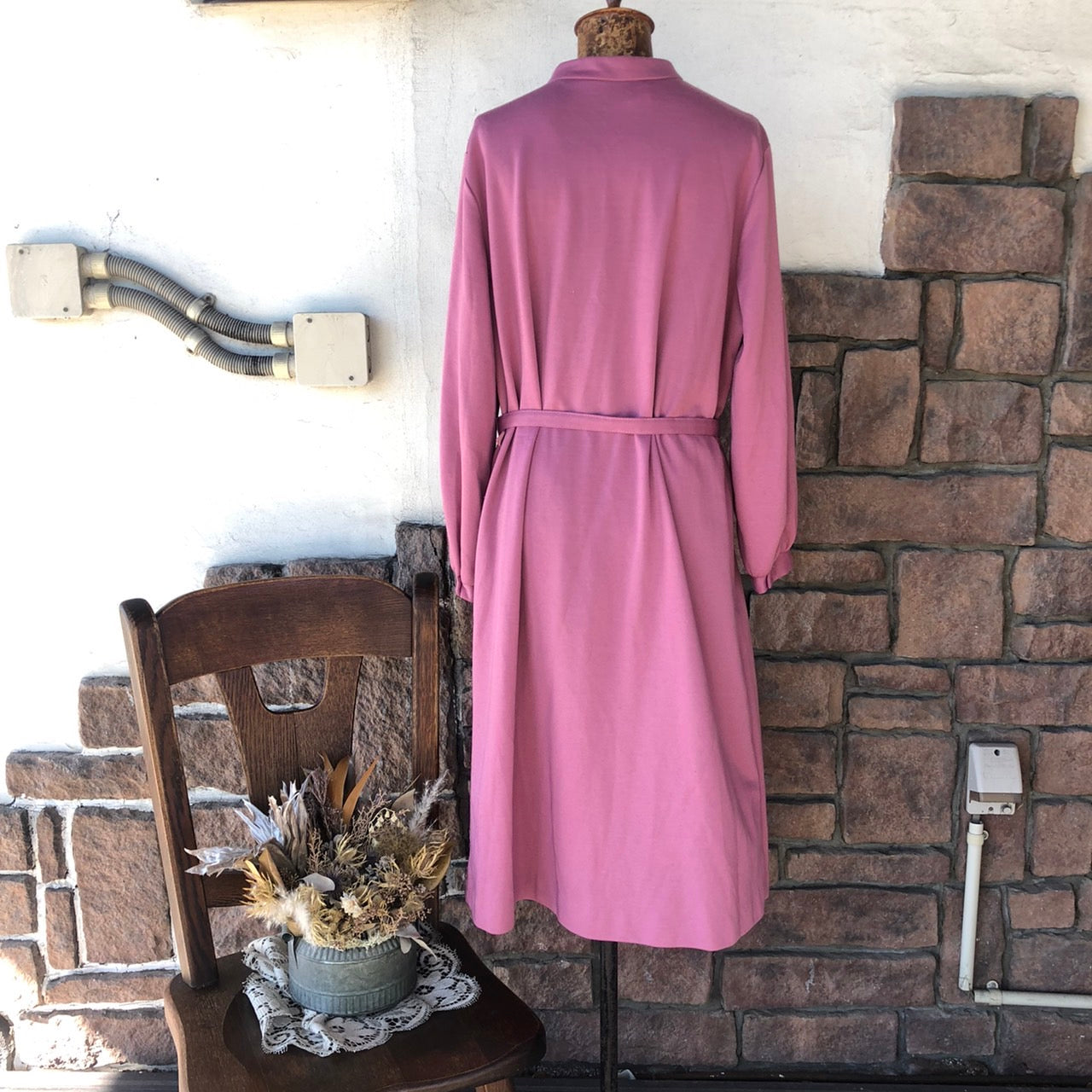 JCpenney(ジェーシーペニー) ヴィンテージウール混ロングワンピース Lサイズ程度 ピンク