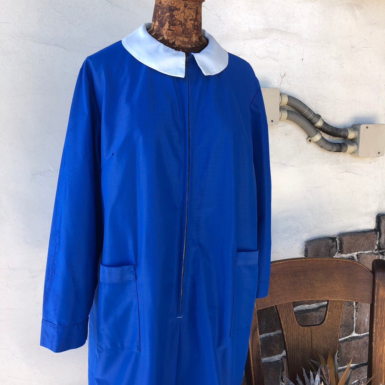 VINTAGE(ヴィンテージ) ヴィンテージフロントジップワンピース 表記なし(Mサイズ程度) ブルー