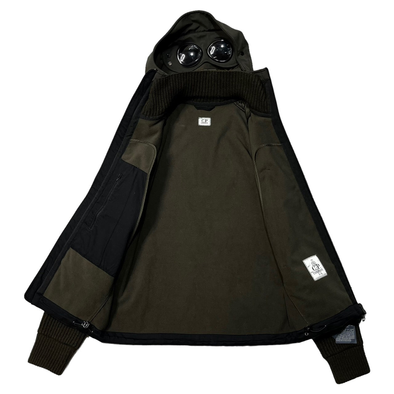 C.P.COMPANY(シーピーカンパニー) 00's Knit switching goggle jacket / ニット 切替 ゴーグル ジャケット パーカー 16WCPUM07003 44(S程度) ブラウン Y2K 止水ジップ テック