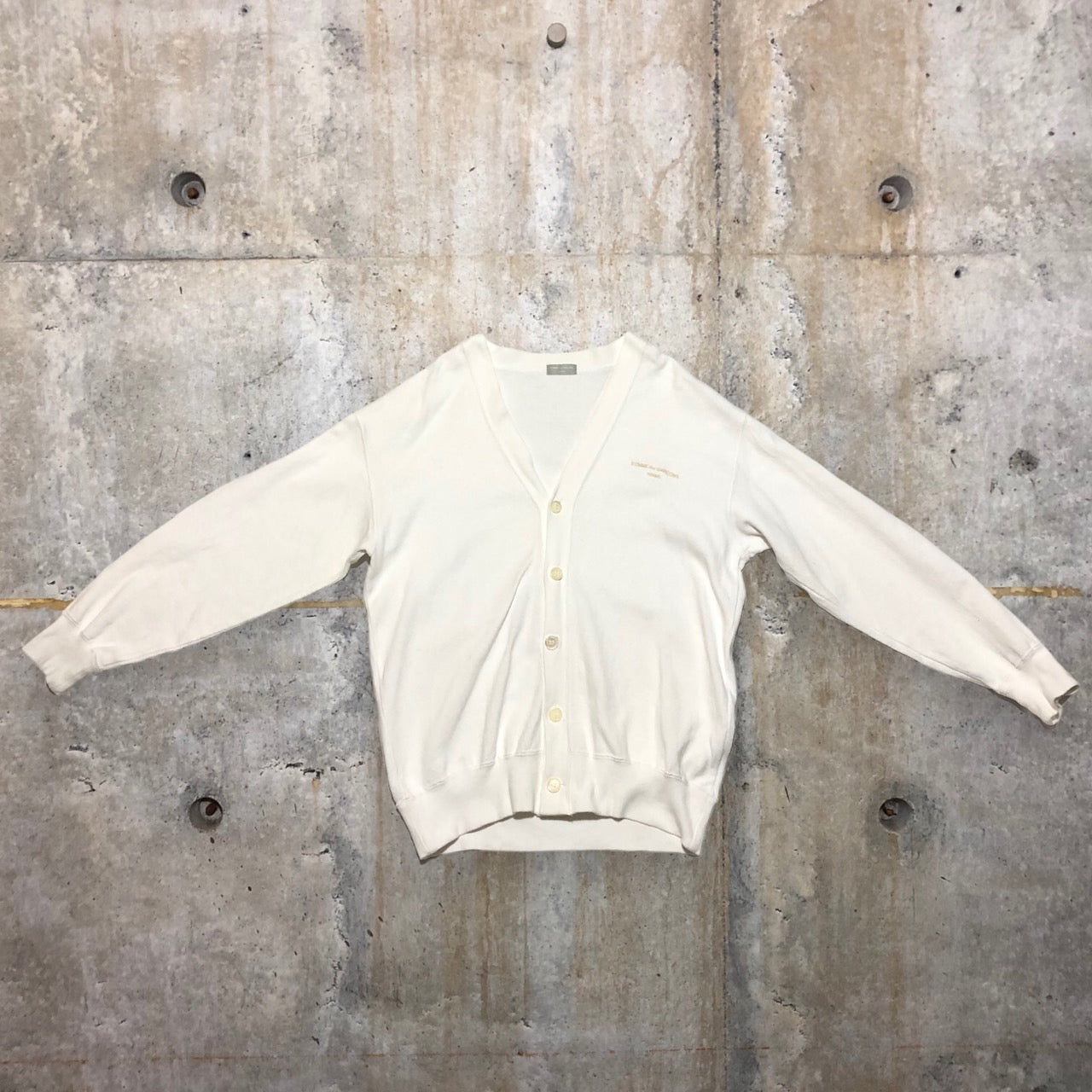 COMME des GARCONS HOMME(コムデギャルソンオム) 80's One-point logo embroidered cotton cardigan/ワンポイントロゴ刺繍コットンカーディガン/80年代/ヴィンテージ/川久保玲/本人期 HT-110030 SIZE FREE(M~L程度) ホワイト AD1989