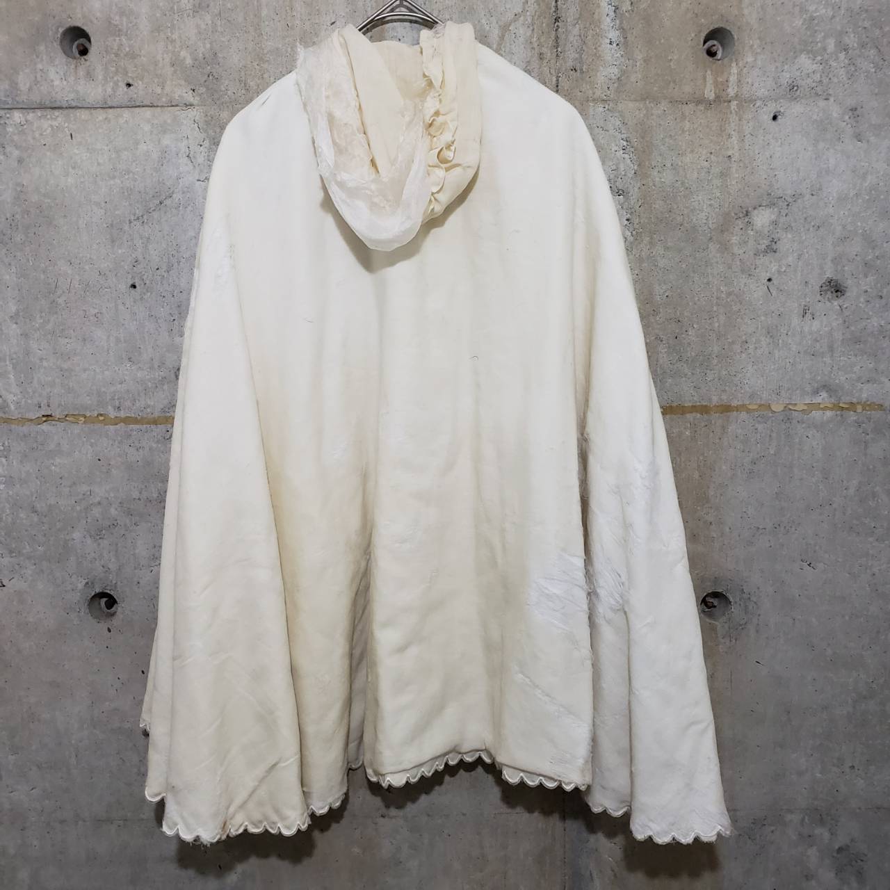 VINTAGE(ヴィンテージ) 50~'sフラワーステッチケープ 表記なし(FREE) アイボリー