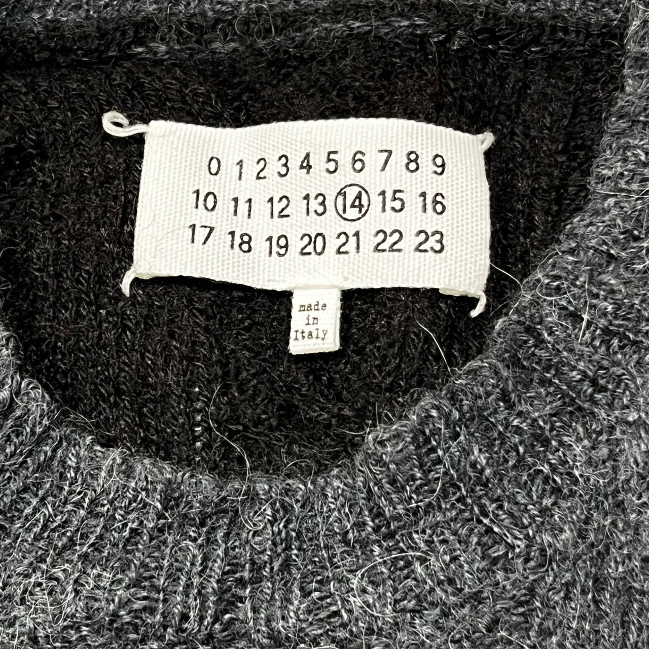 MAISON MARGIELA(メゾンマルジェラ) 15AW COLOR BLOCK CABLE KNIT SWEATER カラーブロック ケーブルニット セーター アルパカ S50HA0595 S15328 SIZE M ブラック×ダークグリーン×グレー