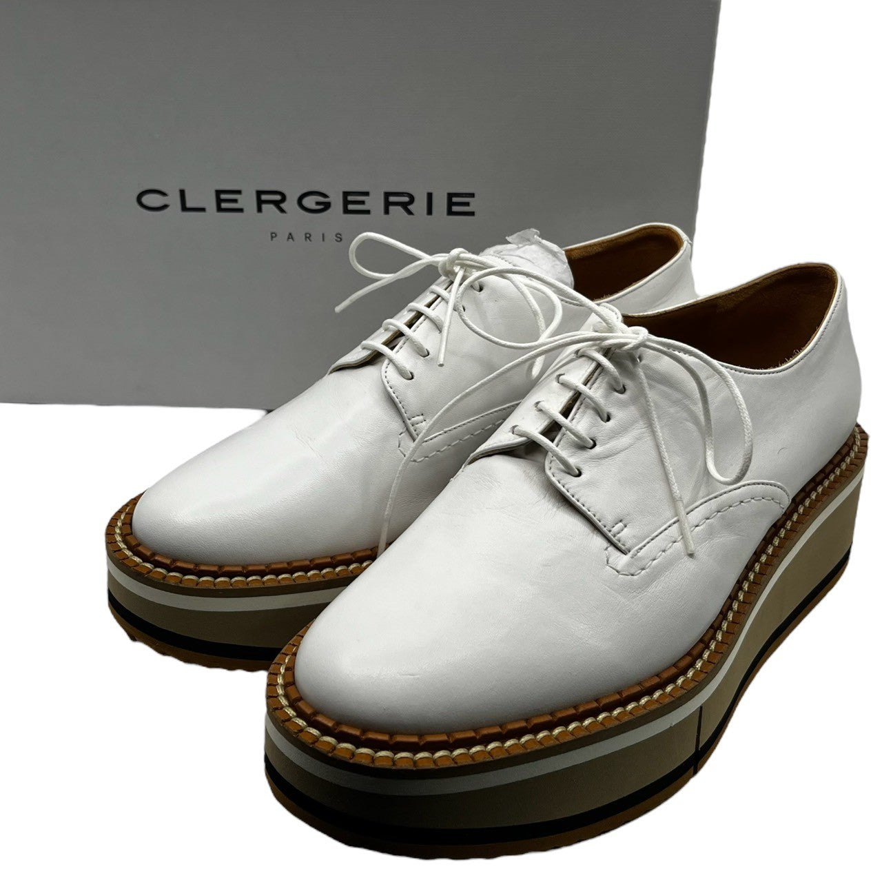 CLERGERIE クレジュリー サンダル EU37(23.5cm位) 凝り 白 【古着  